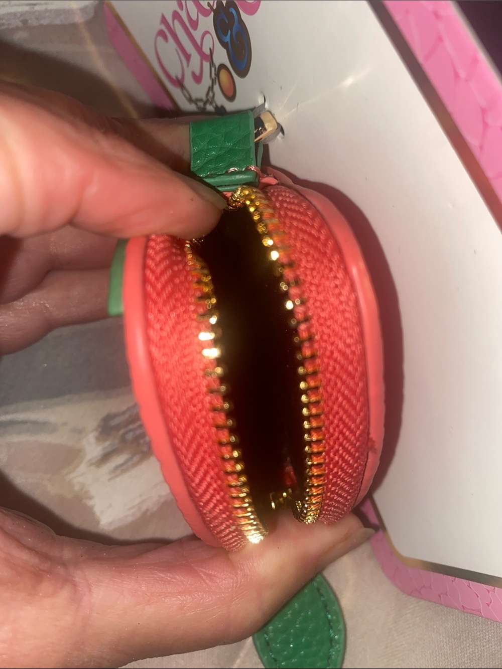 Strawberry zippered bag charm Coin Purse keychain by Charms & Co. NWT - Picture 4 of 4